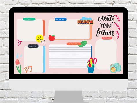 Teacher Aesthetic Style 1 Desktop Wallpaper, School Teacher, Fun/colorful, Digital Download ...