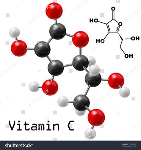 Structural Model Of Vitamin C Molecule Stock Vector Illustration 131354786 : Shutterstock