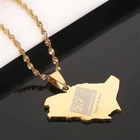 SAUDI ARABIA Necklace 18K Gold Plated Map of Saudia Arabia - Etsy