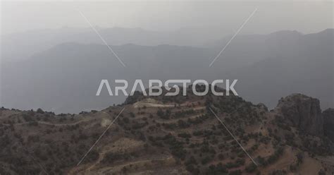 Abha Mountains in the city of Asir, drone photography of natural ...