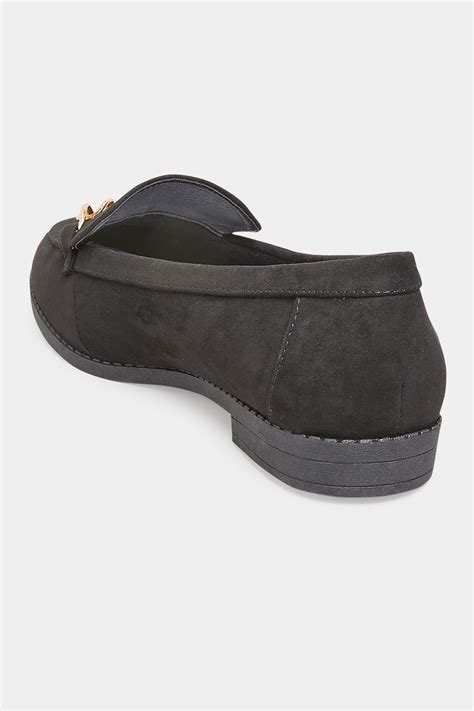 Black Vegan Suede Chain Loafers In Extra Wide Fit | Long Tall Sally