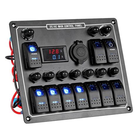 Waterproof Marine/Boat Car Switch Panel 10 Gang LED Rocker Blank Switch + Labels