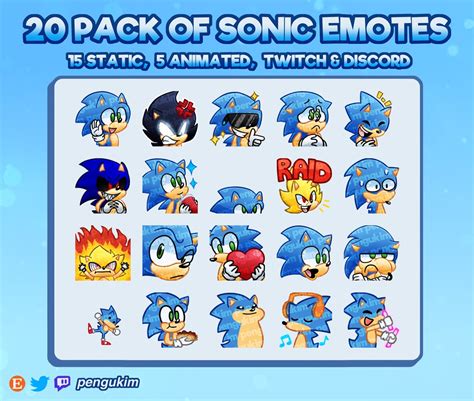 20 Sonic the Hedgehog STATIC ANIMATED Emotes for Twitch, Youtube, Discord ready to Use - Etsy UK