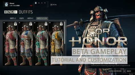 For Honor BETA - Tutorial and Character Customization - SAMURAI - YouTube