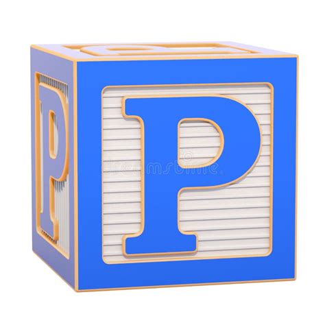 ABC Alphabet Wooden Block with P Letter. 3D Rendering Stock ...