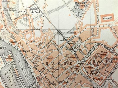 Antique 1909 Boulogne France Map from Baedekers Guide Atlas | Etsy