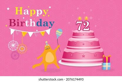 Happy 72 Birthday Greeting Card Vector Stock Vector (Royalty Free ...