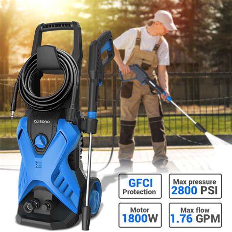 AUSONO 2800PSI Electric Pressure Washer 1.76GPM 1800W Powerful Pressure Washer with Spray Gun ...