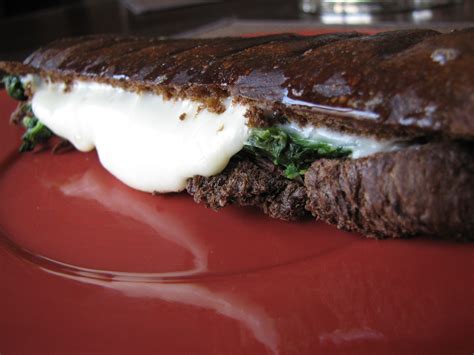 Spinach Mozzarella Pumpernickel Sandwich - Gathered In The Kitchen