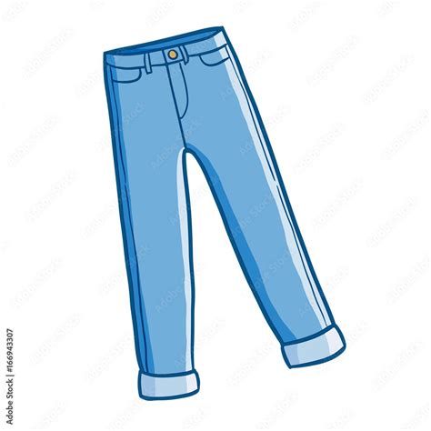 Cool and cute blue jeans in cartoon style - vector. Stock Vector ...