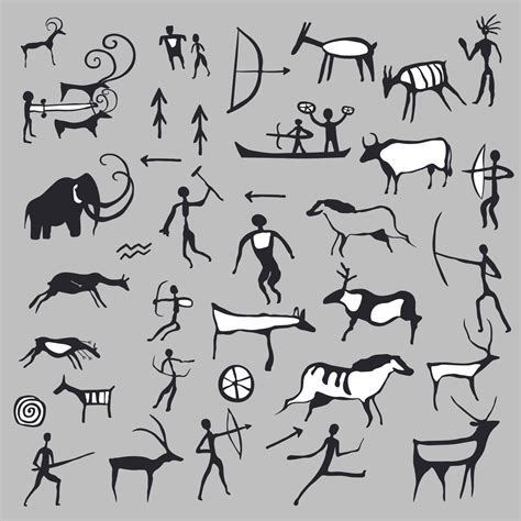 Drawings from caves, ancient arts and symbols 17527143 Vector Art at Vecteezy