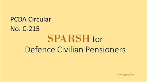 Implementation of SPARSH for Defence Civilian Pensioners – PCDA Circular No. C-215