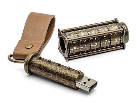 Cryptex Steampunk USB Flash Drive with Mechanical Combination Lock | Gadgetsin