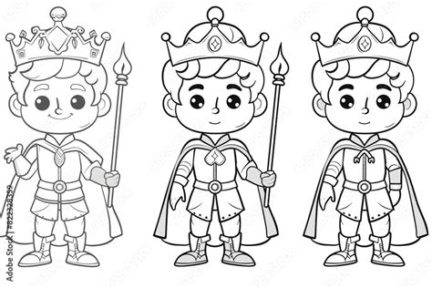 coloring pages with cute prince characters, coloring book, happy prince ...