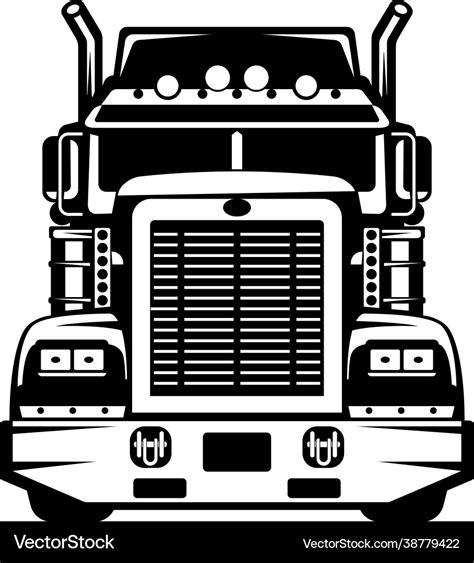 Semi truck front view flat style Royalty Free Vector Image