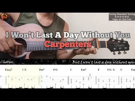 I Won't Last A Day Without You - Carpenters | Guitar Fingerstyle Tabs + Chords + Lyrics - YouTube