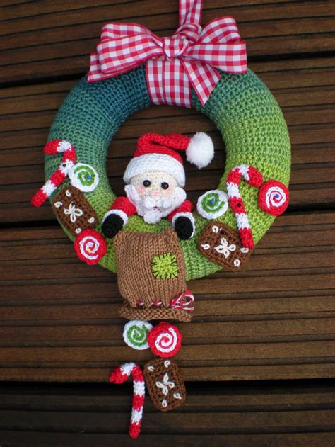 Crochet Christmas Wreath, Crochet Wreath, Crochet Christmas Decorations, Christmas Door Wreaths ...