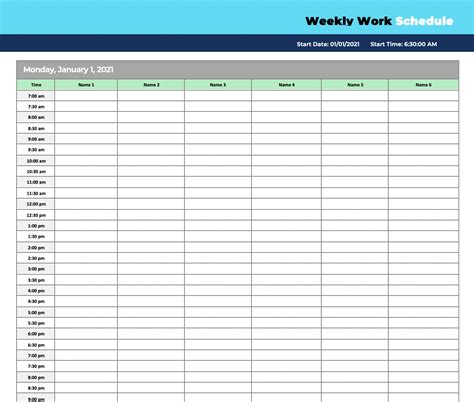 Free weekly work schedule templates | Free download!