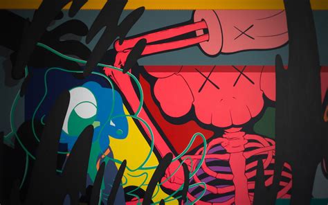 carta da parati di kaws,arte,rosso,arte di strada,graffiti,parete (#126379) - WallpaperUse