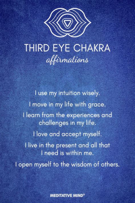 Third Eye Chakra Affirmations. | Chakra affirmations, Healing affirmations, Third eye chakra