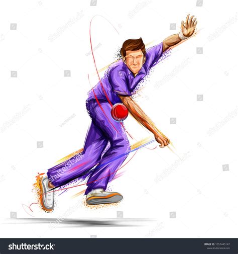 illustration of Bowler bowling in cricket championship sports # ...