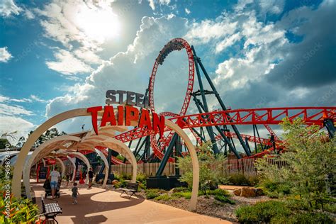 Gold Coast, Queensland, Australia - May 18, 2022: Steel Taipan thrill ...