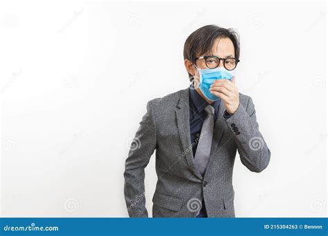 Portrait of Businessman Wearing Blue Face Mask Suffer from Covid-19 ...