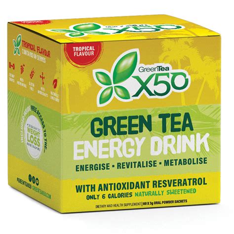 Green Tea x50 Energy Drink Tropical 60 x 3g Powder Sachets - My Chemist