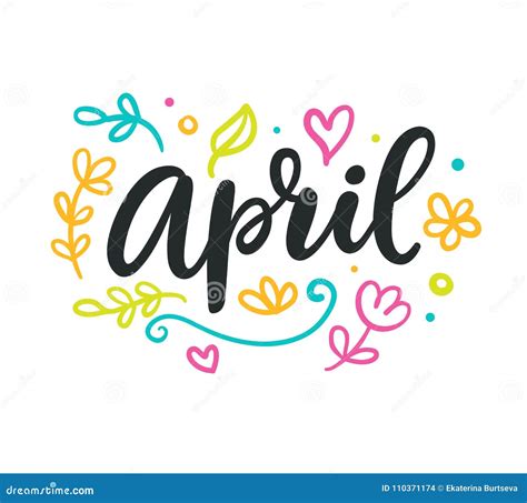 April. Spring Modern Calligraphy Vector Illustration | CartoonDealer ...