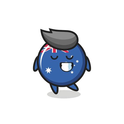 australia flag badge cartoon illustration with a shy expression 3406791 Vector Art at Vecteezy