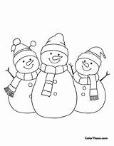 Christmas Snowman Family Coloring Page  ColorThese sketch template