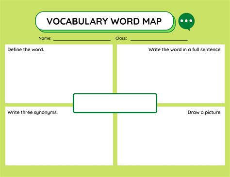 Green Vocabulary Word Map Graphic Organizer - Etsy