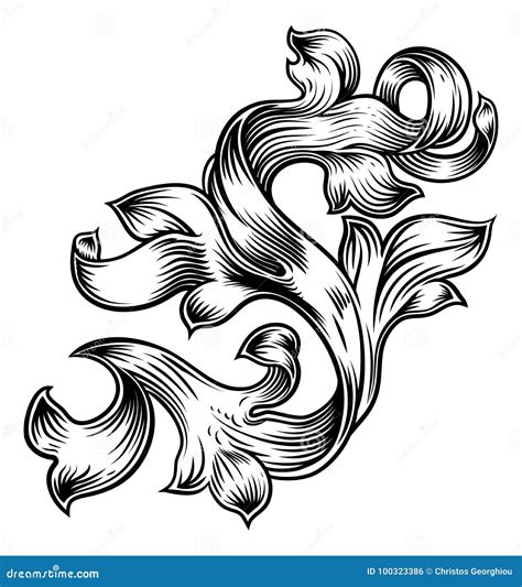 Scroll Floral Filigree Pattern Heraldry Design Stock Vector ...