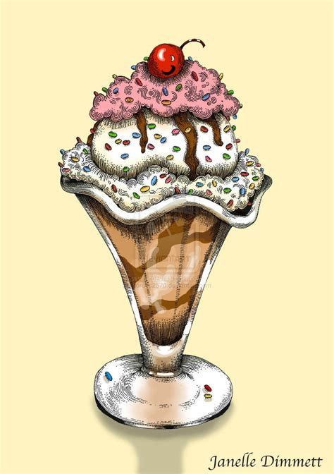 Ice Cream Sundae | Art | Blasting Art | Dessert illustration, Sundae, Ice cream sundae