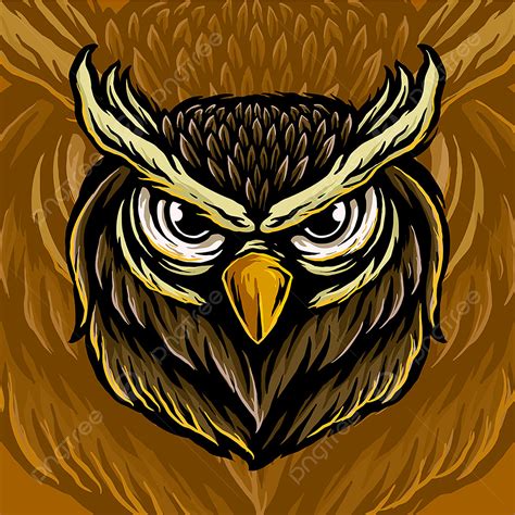 Owl Head Vector Art PNG, Vector Of Owl Head Illustration, Owl, Bird ...