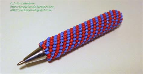 Beading for the very beginners: Pen decorated with seed beads in peyote stitch