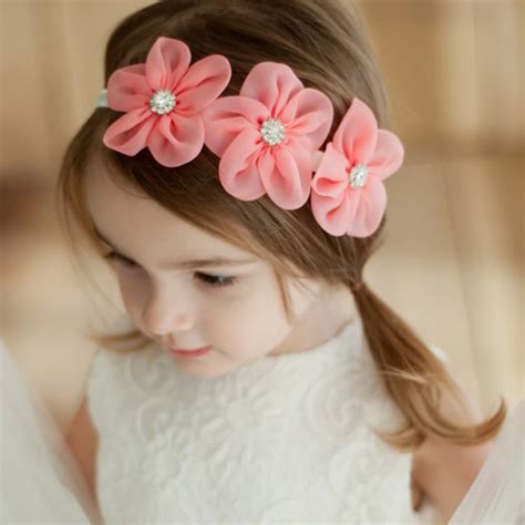 Princess Chiffon Ribbon Pearl Rhinestone Headband Girls Hair Bands ...