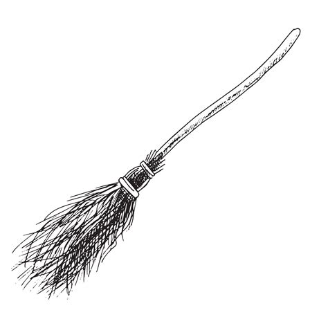 Vintage illustration for Halloween. A hand-drawn sketch of a witch's broom. Vector illustration ...