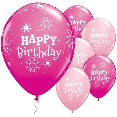 25 Happy Birthday Pink Sparkle 11'' latex Balloons • Party Sashes