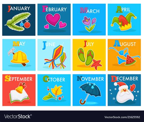 Calendar cartoon design with seasonal holidays Vector Image