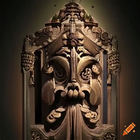 Museum-quality architectural carving with moth motif