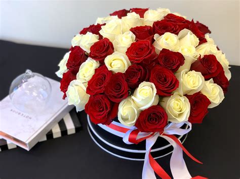 6 Dozen White and Red Roses in a Box in Miami Beach, FL | Luxury ...