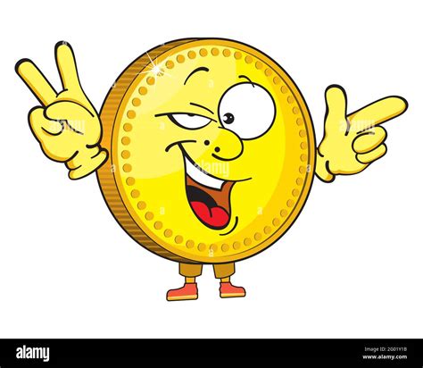 Gold coin, cute cartoon emoticon mascot. Golden Coin Cartoon Character ...