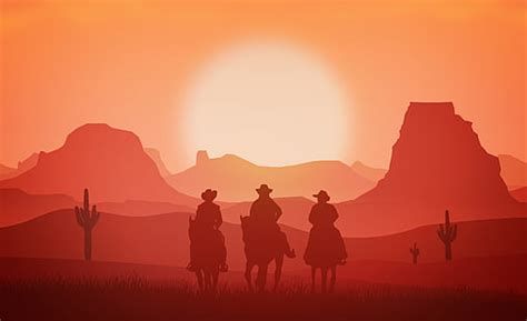 HD wallpaper: Cowboys, Aero, Vector Art, Landscape, Sunset, Riding ...