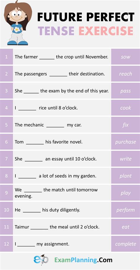 Future Perfect Tense Exercises | Tenses exercises, Perfect tense, Future perfect