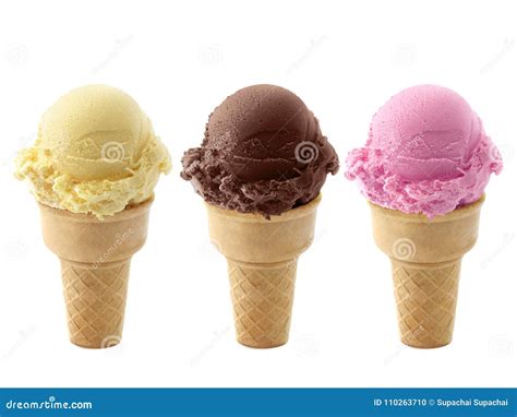 Isolated Strawberry Vanilla Ice Cream Cone Stock Photography ...