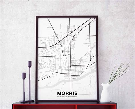 MORRIS Illinois IL USA Map Poster Hometown City Print Modern - Etsy