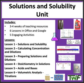 Solutions and Solubility Unit - Lessons, Activities, & Assessments