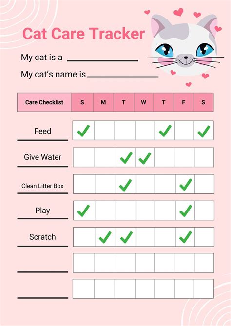 Printable Cat Care Chart