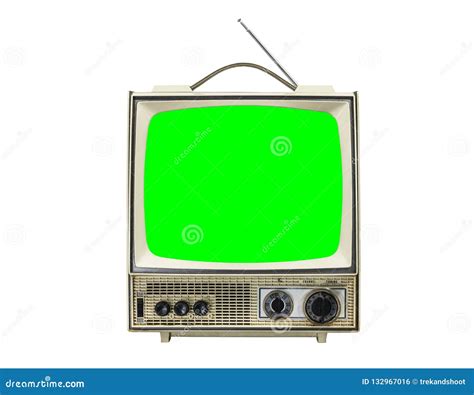 Grungy Vintage Portable Television Isolated with Chroma Green Sc Stock Photo - Image of analog ...